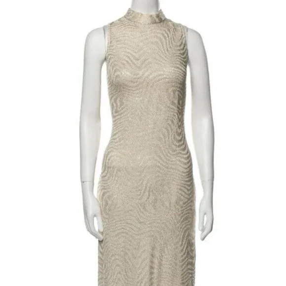 white christmas dresses Carlin Cream and Gold Strappy Maxi Dress M main image 0